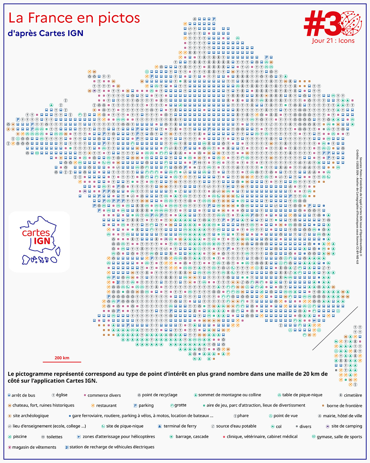 Carte – La France en pictos d’après Cartes IGN 