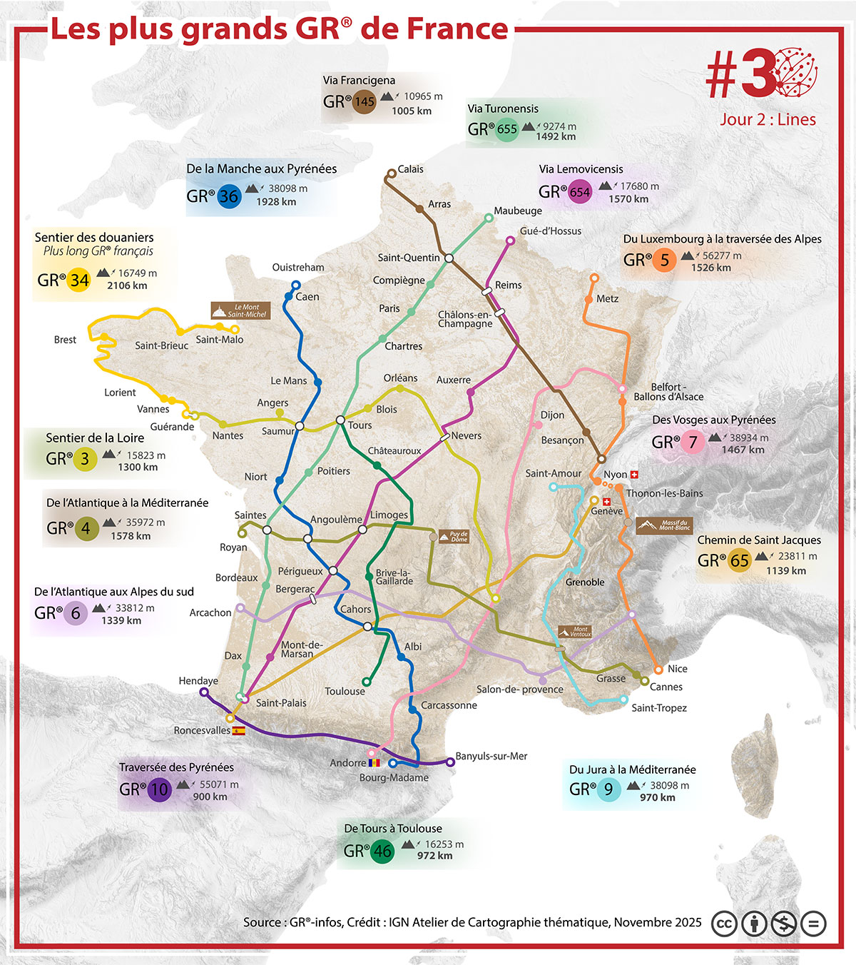 Carte - Les plus grands GR® de France