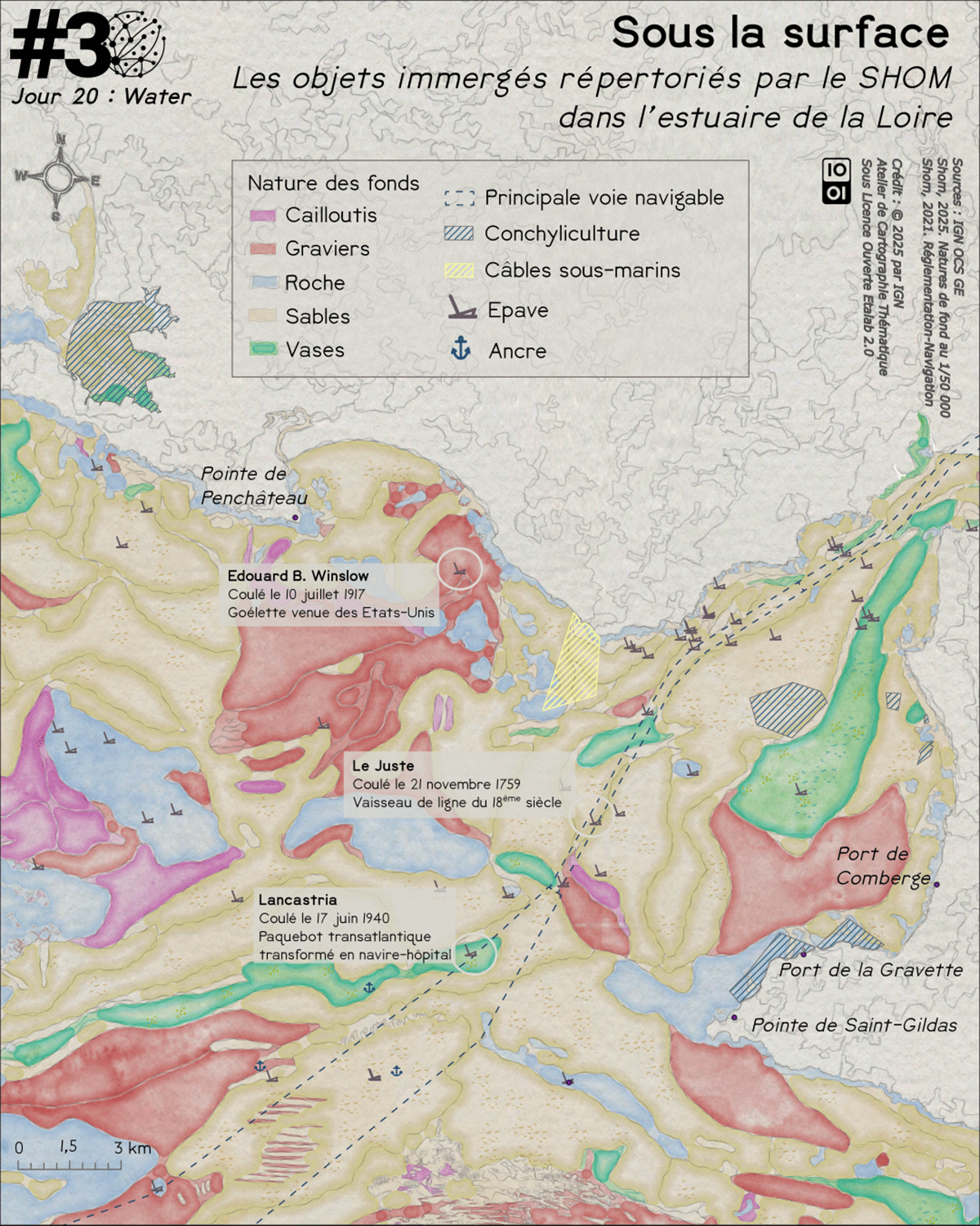 Carte – Sous la surface : les objets immergés répertoriés par le Shom ? 
