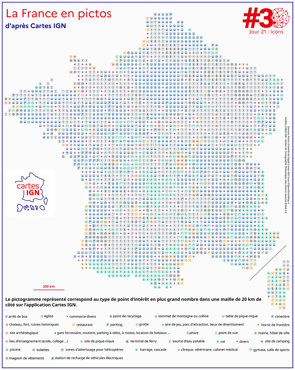 Carte – La France en pictos d’après Cartes IGN 