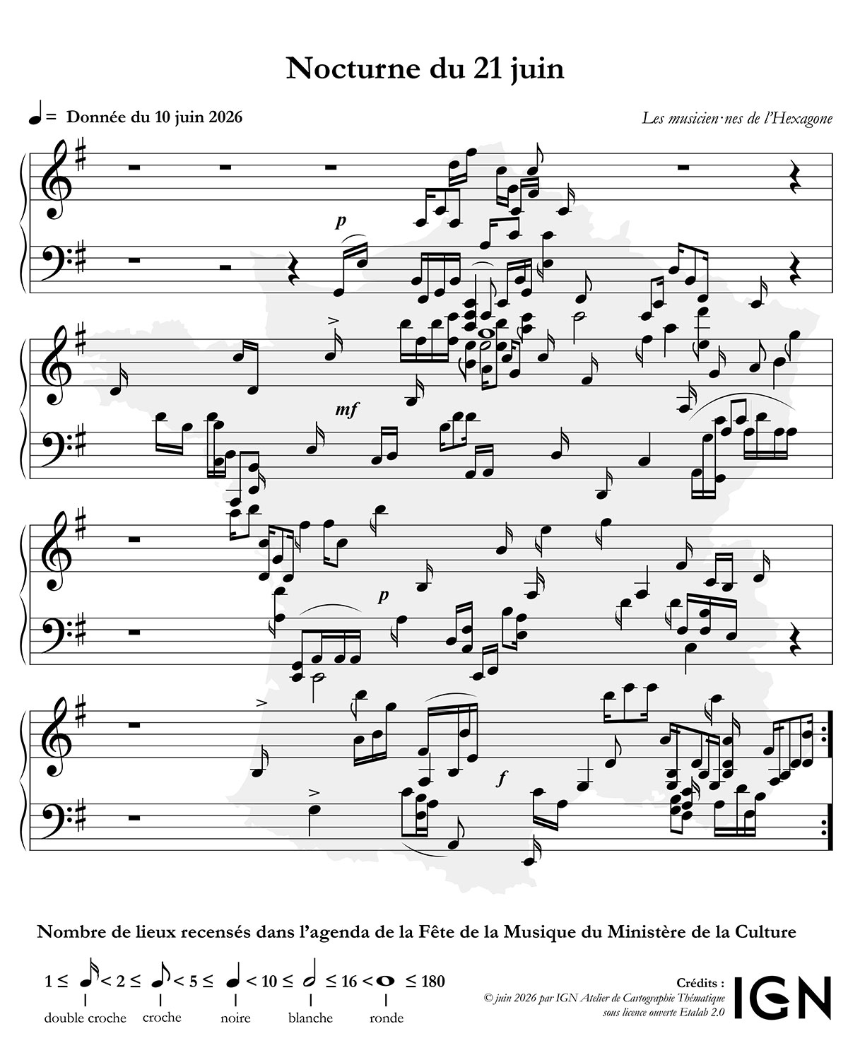 Carte de l'Atelier de cartographie thématique « Fête de la musique 2026 » Fête de la musique 2026 - Carte de l'Atelier de cartographie thématique, mai 2026