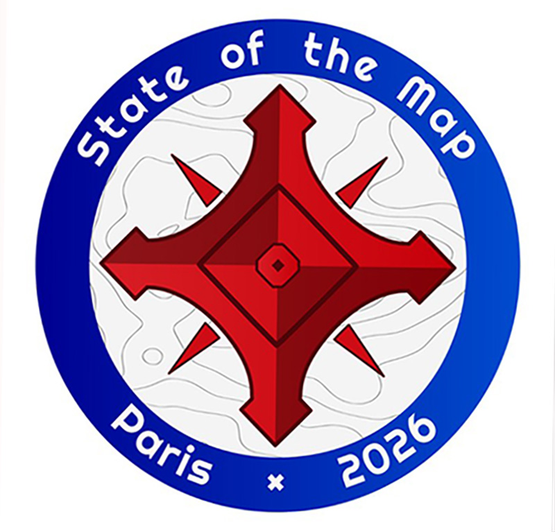 Logo de la conférence mondiale State of The map 2026 blabla
