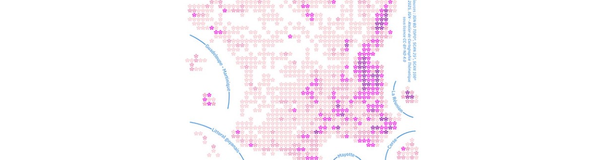 Carte illustrant la pluralité des points de vue pittoresques réalisée à partir de la BD TOPO