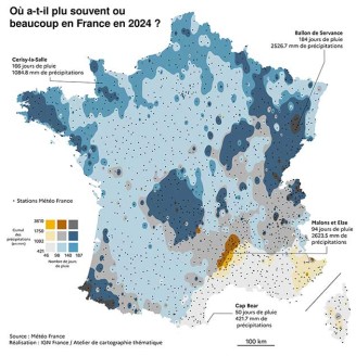 Carte de l'atelier de cartographie IGN - La pluie en 2024