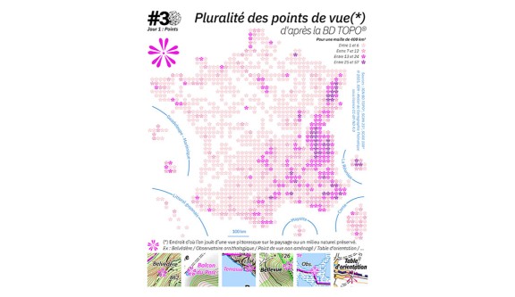 Carte illustrant la pluralité des points de vue pittoresques réalisée à partir de la BD TOPO