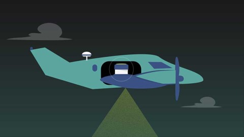 une centrale inertielle constituée de gyroscopes et d’accéléromètres indique l'orientation du lidar