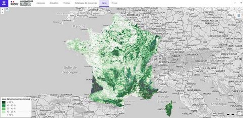 Observatoire des forêts françaises - Carte des taux boisement