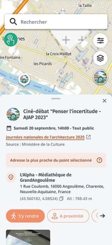 Vue de l'application Cartes IGN pour les Journées nationales de l'architecture