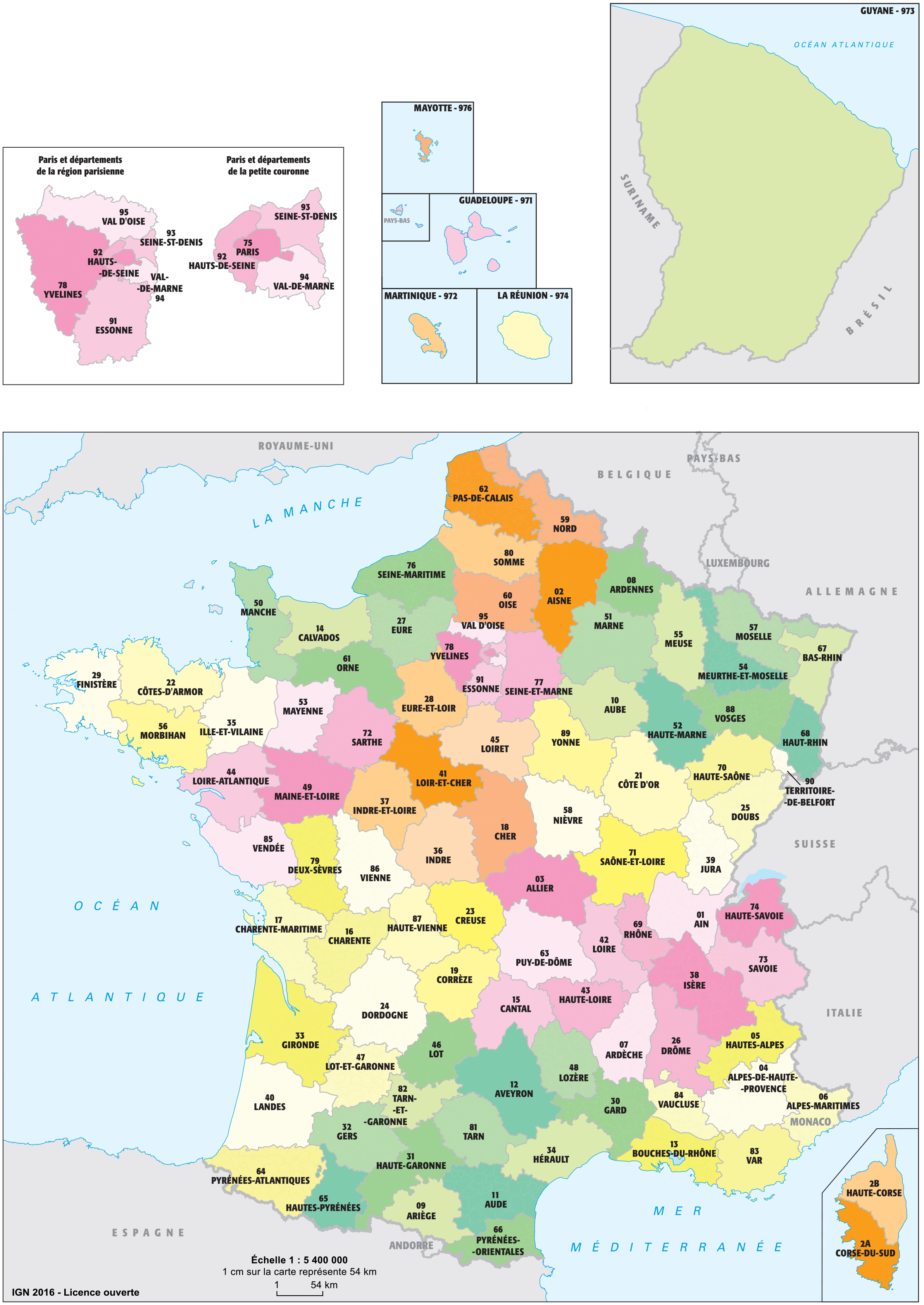 Carte détaillée de la France  Carte de france département, Carte