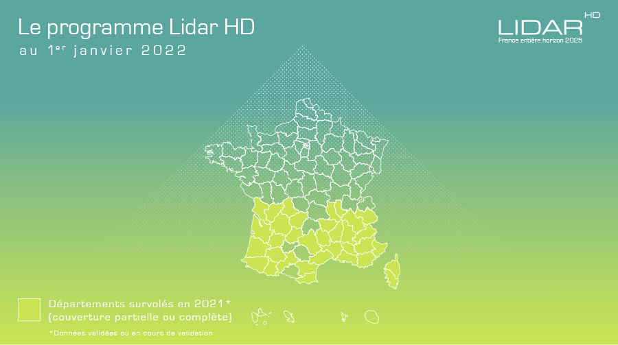 La moitié Sud de la France concernée par des acquisitions Lidar HD en 2021